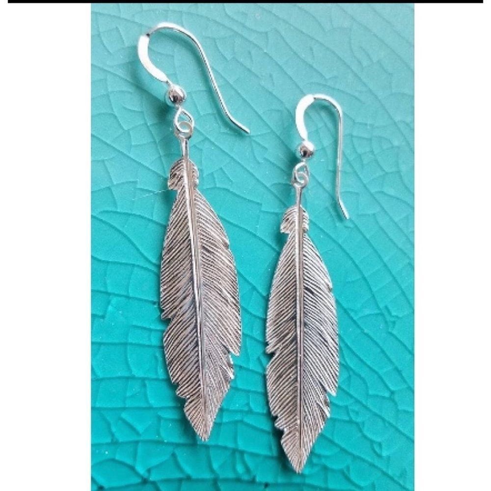 Handmade Sterling Silver Feather Earrings